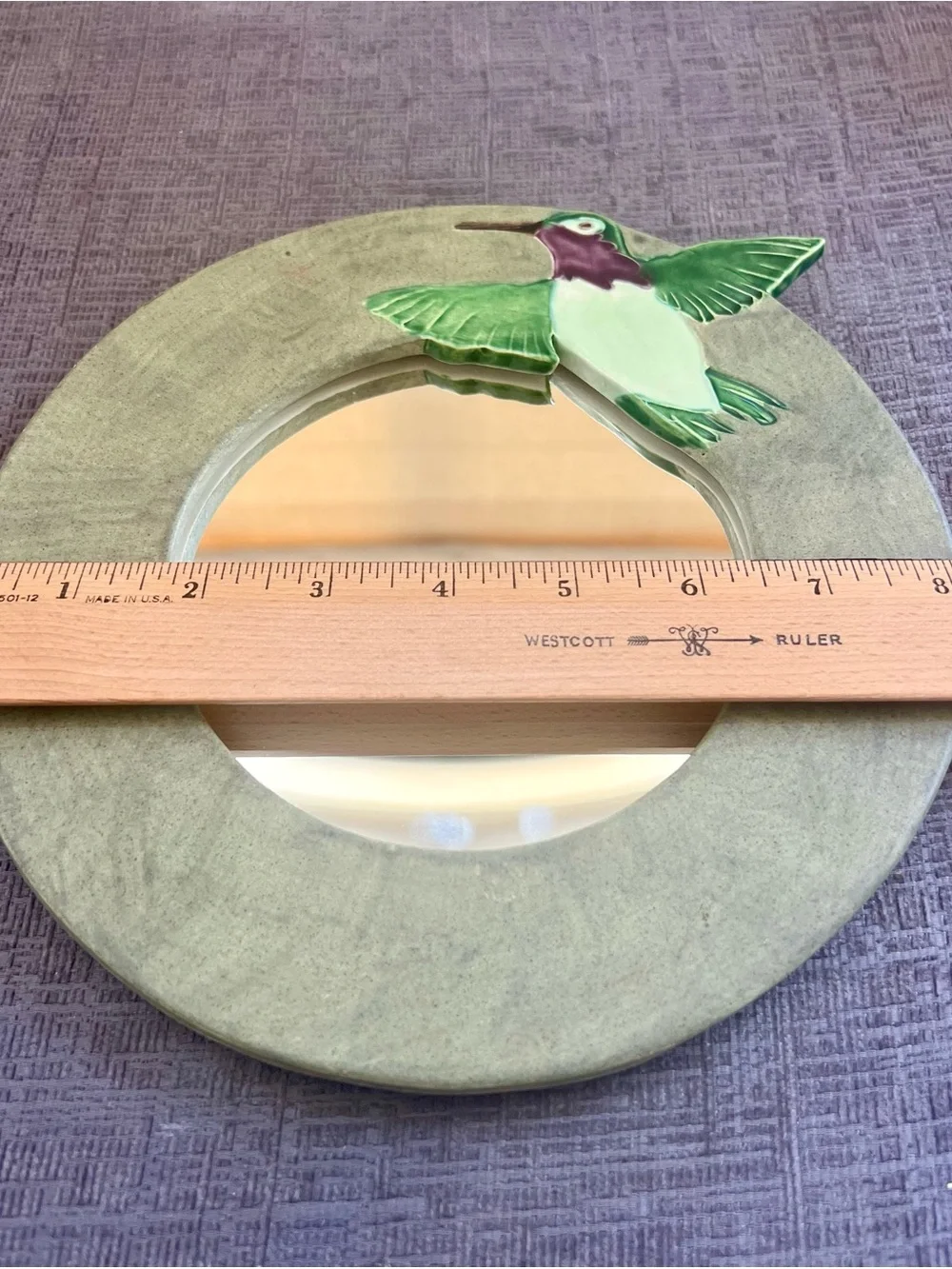 Vintage Mudpie Designs Taos NM Ceramic Hummingbird Mirror 3D Wall Plaque